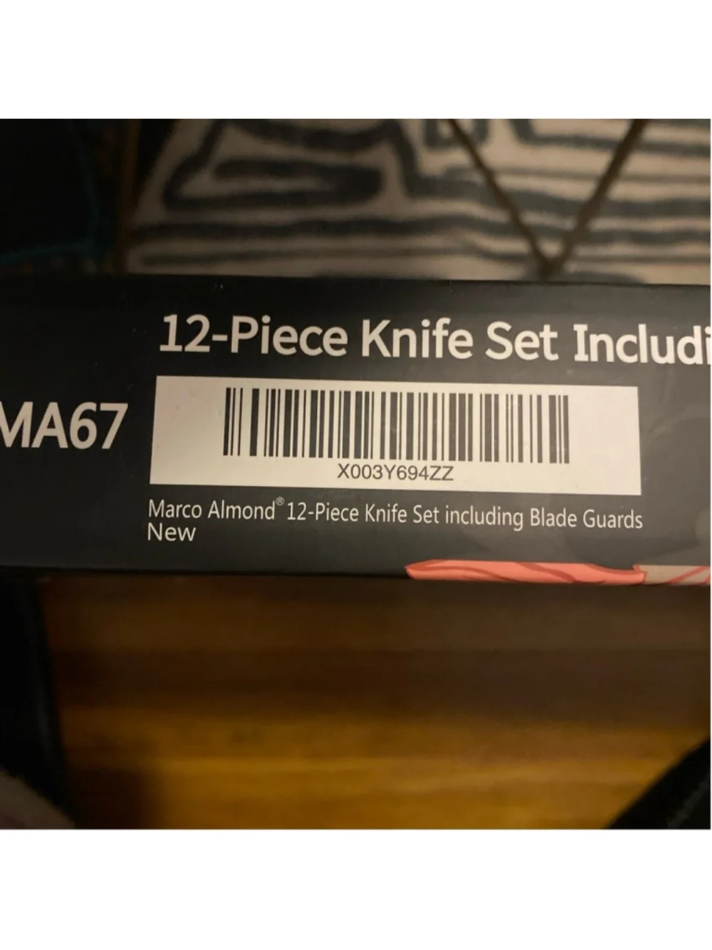 Marco Almond Knife Set Black Floral Designer Knives 6 Piece Stainless Steel NEW